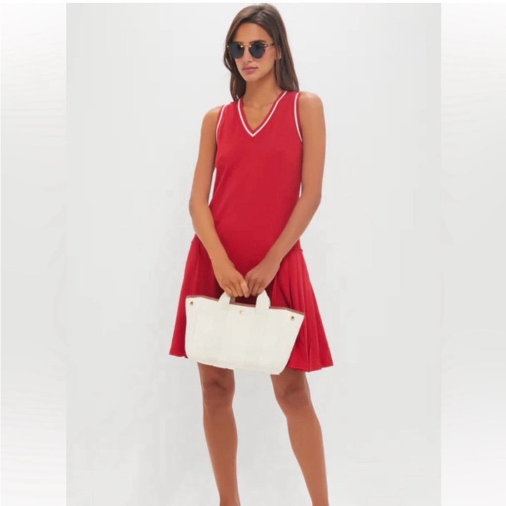 Tuckernuck Red Sleeveless V-Neck Fit-and-Flare Dress